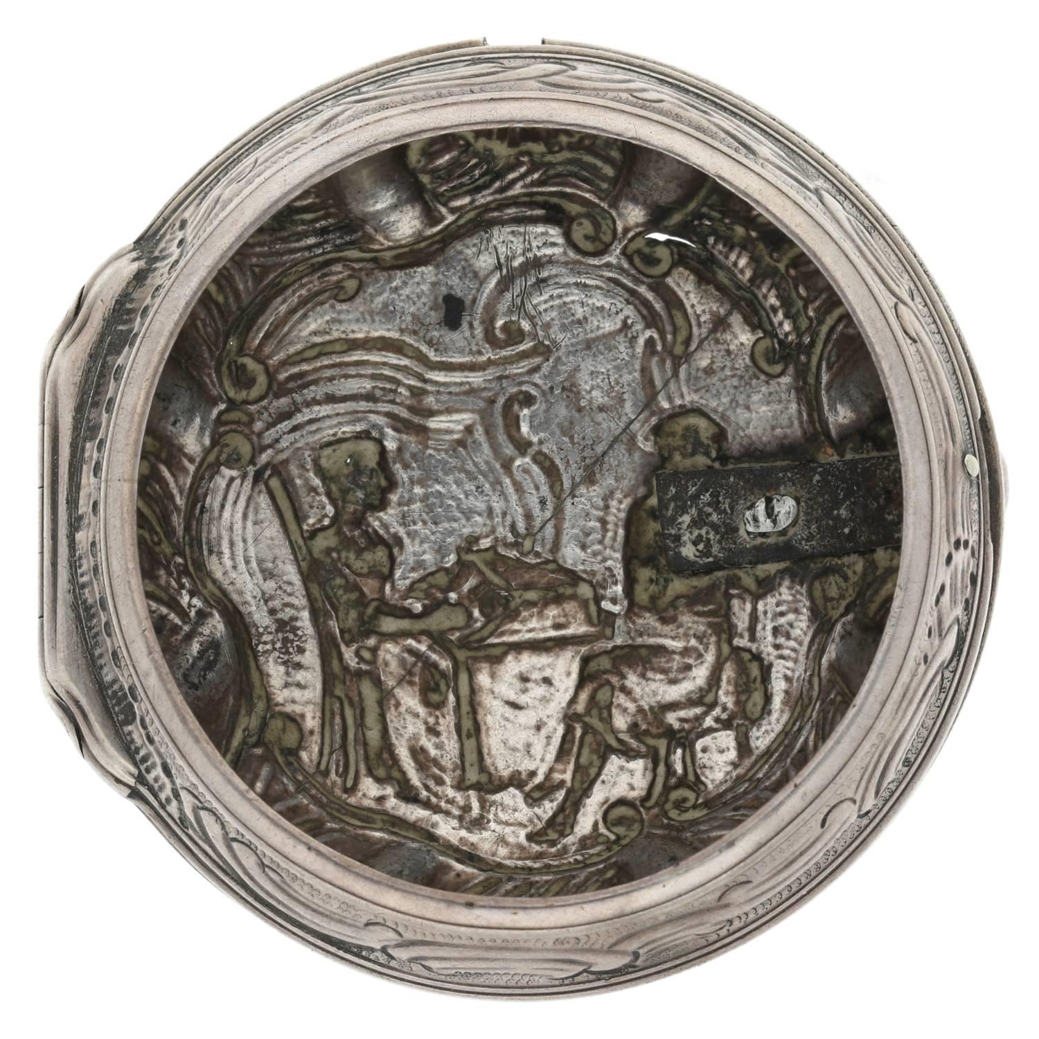 Samson, London - George III English silver repoussé pair cased verge pocket watch, signed fusee - Image 10 of 10