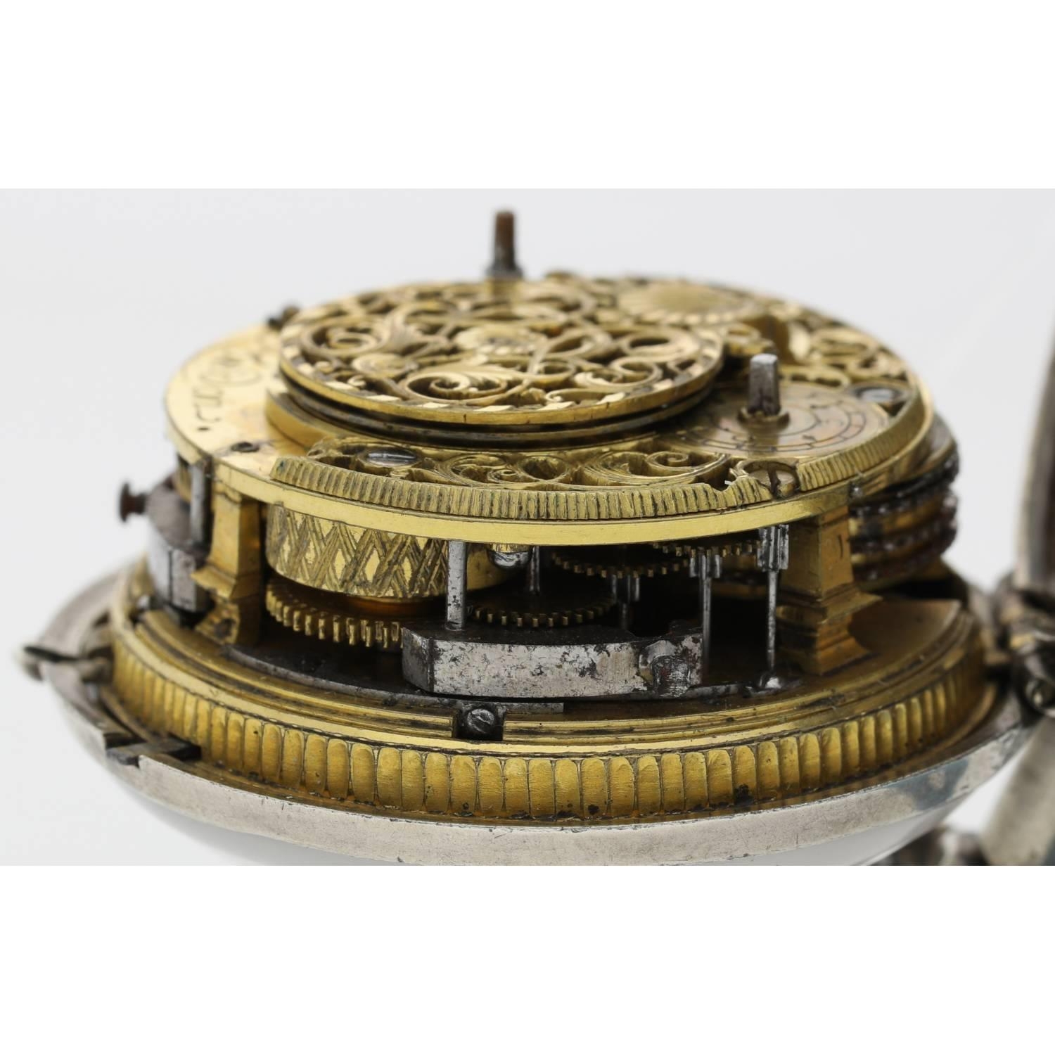 Cabrier, London - English 18th century silver and gilt metal quarter repeating pair case verge - Image 9 of 10