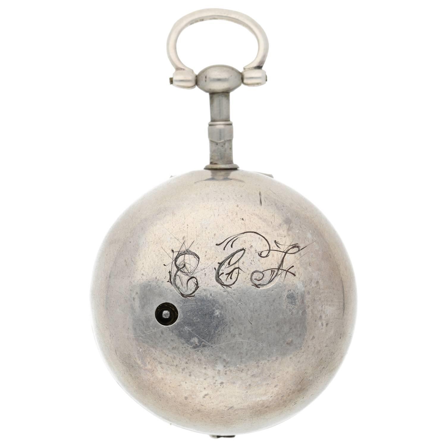 Archibald Lawrie, Carlisle - mid-18th century English silver pair cased verge pocket watch, signed - Image 9 of 10