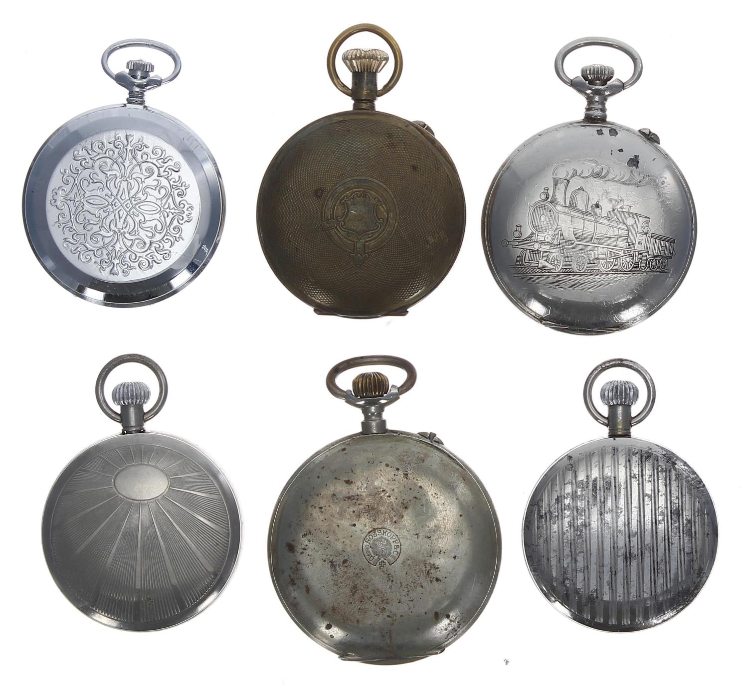 Rosskopf & Co. nickel cased lever pocket watch, 57mm; together with three nickel/chrome cased ' - Image 2 of 2