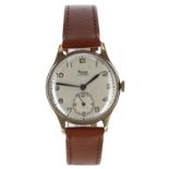 Rone Fifteen 9ct mid-size gentleman's wristwatch, Birmingham 1947, circular silvered dial, cal. 1200