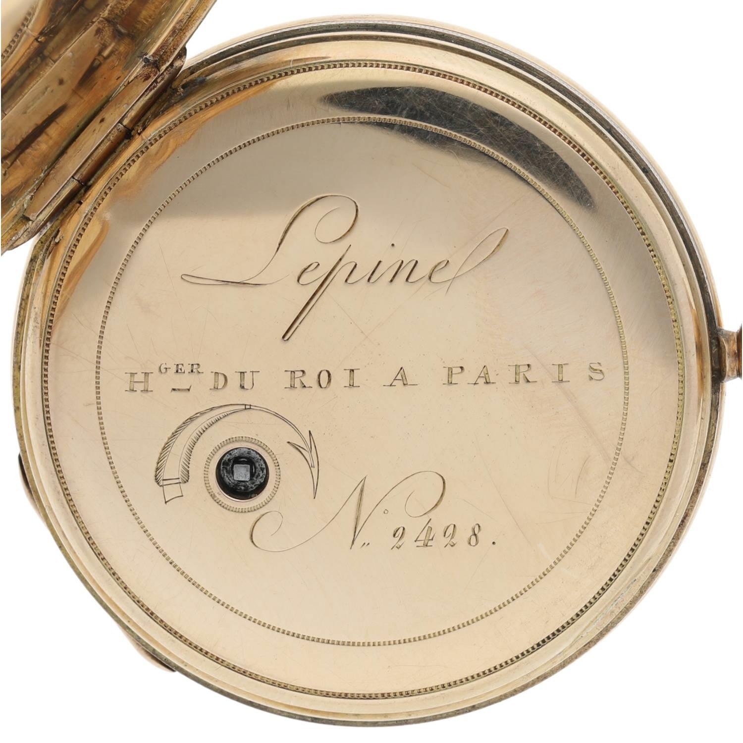 Lepine, Paris - French early 19th century 18k cylinder quarter repeating half hunter pocket watch, - Image 5 of 6