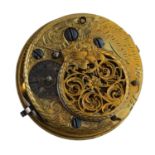 Small fusee verge pocket watch movement, signed Lew's Masquesier, London, no. 157, with pierced
