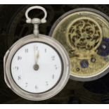Archibald Lawrie, Carlisle - mid-18th century English silver pair cased verge pocket watch, signed