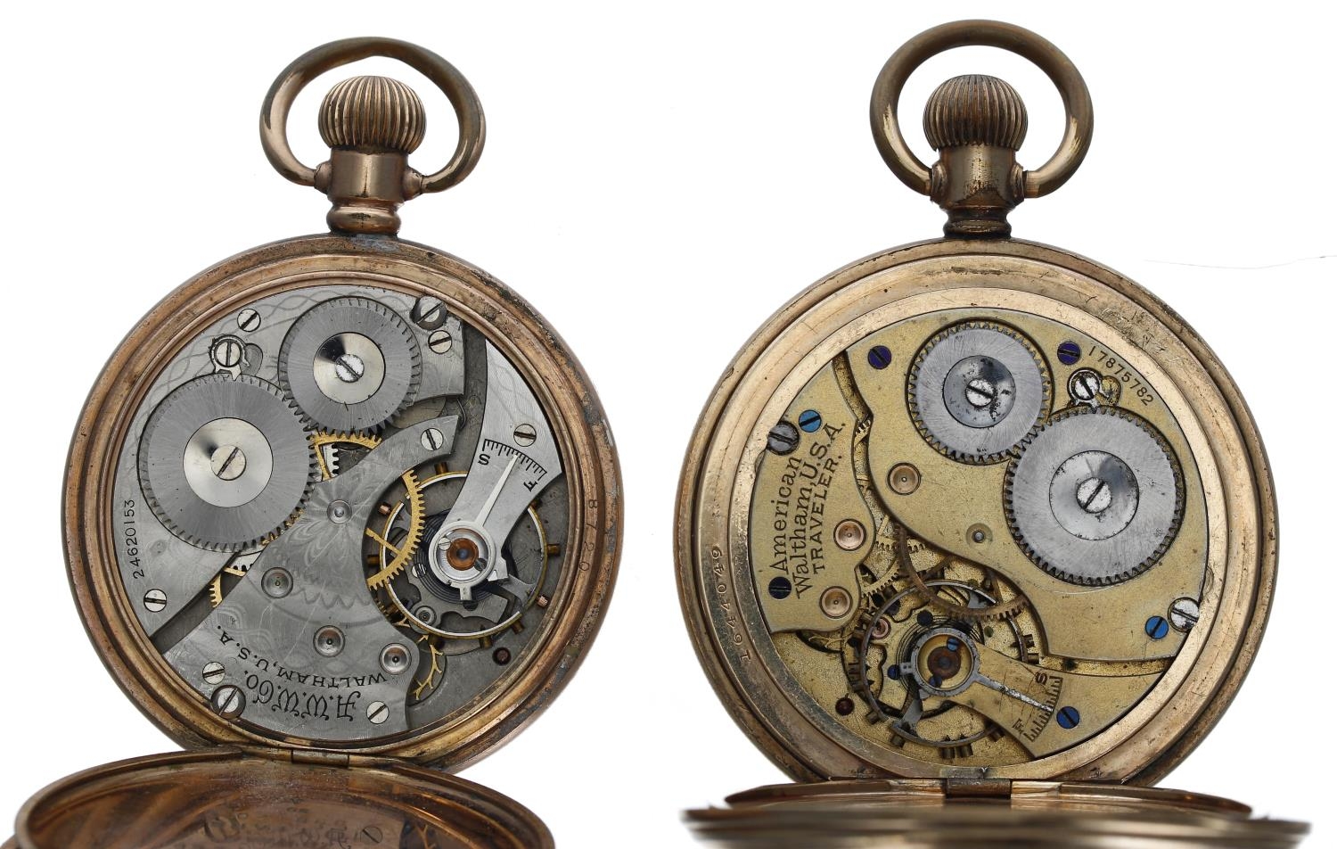 American Waltham gold plated lever pocket watch for repair, Dennison Star case, 51mm; together - Image 3 of 3