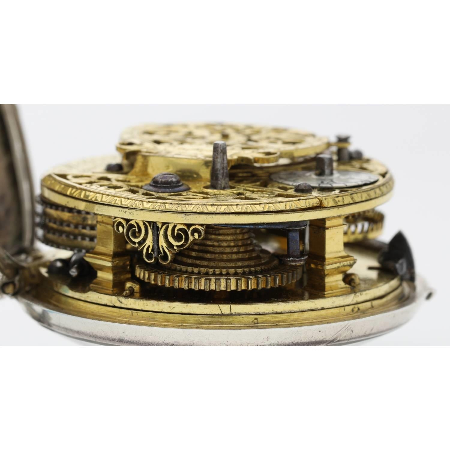 Samuel Weldon, London - English 18th century silver pair cased verge pocket watch, signed fusee - Image 5 of 11