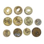 Five fusee lever pocket watch movements, makers Robert Barfoot, Brighton; G.A. Adkins & Co.,