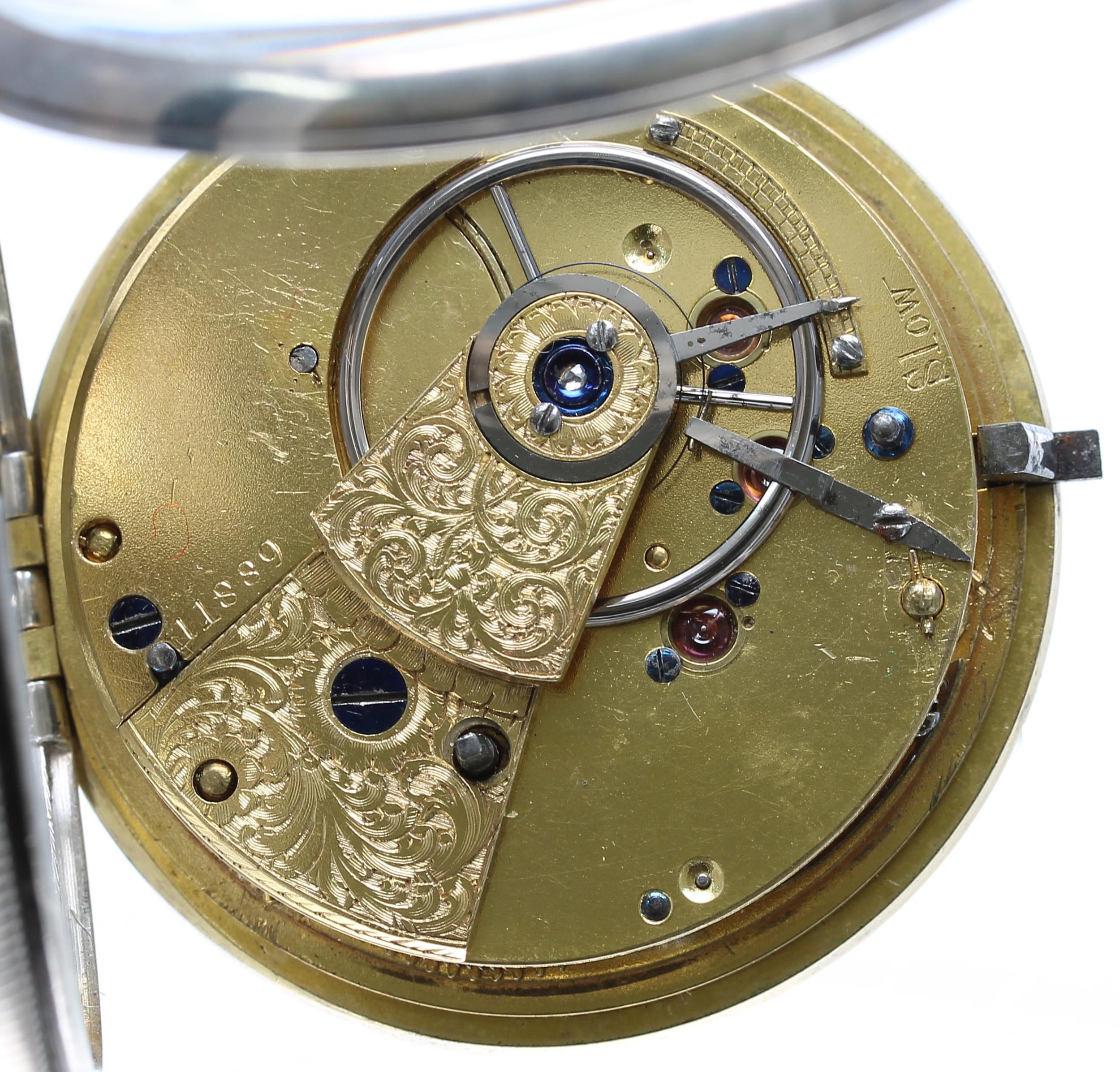 George IV silver fusee lever pocket watch, London 1828, unsigned movement, no. 11889, with Massey - Image 3 of 4