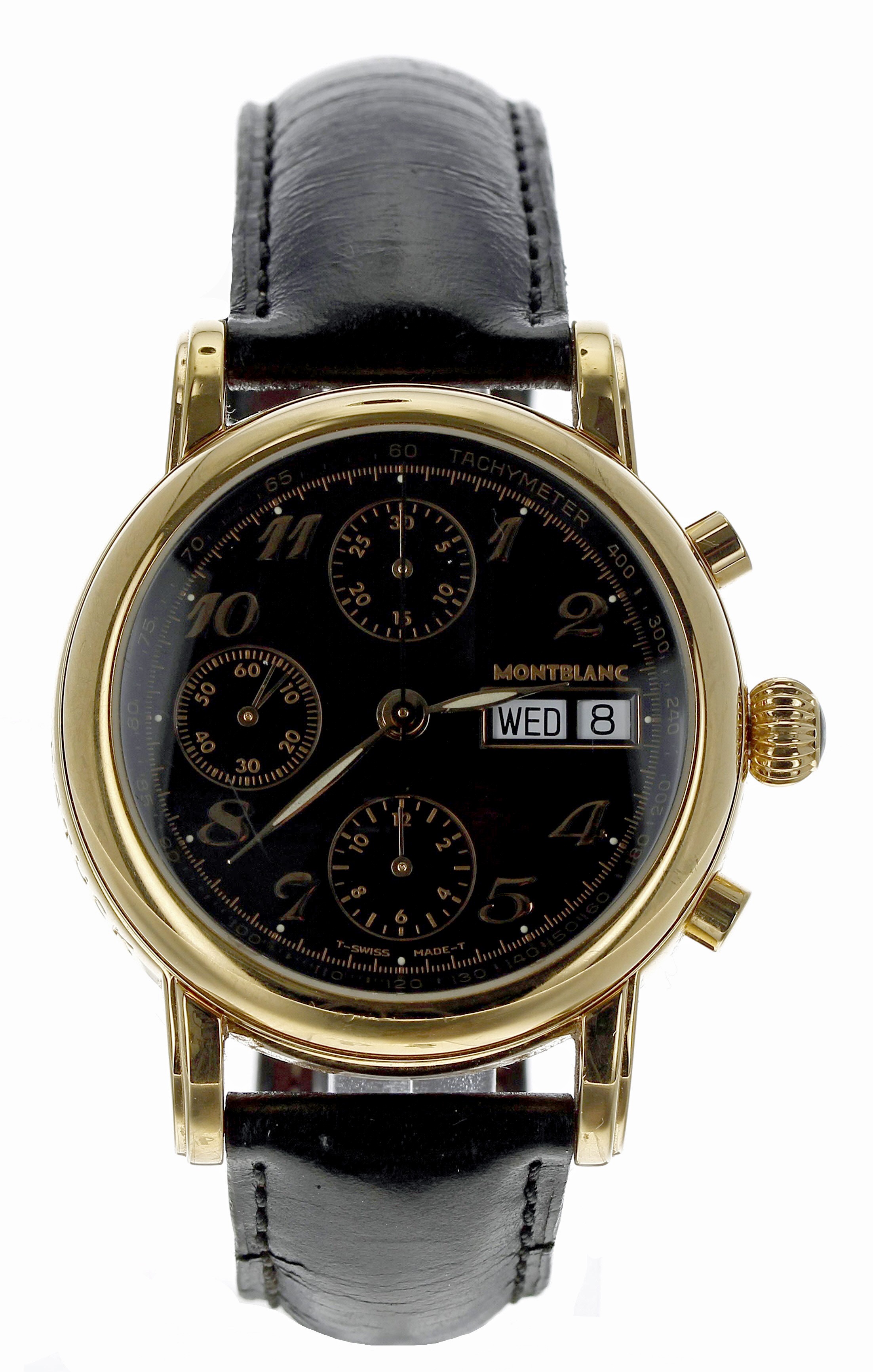 MontBlanc Meisterstuck Chronograph automatic gold plated gentleman's wristwatch, reference no. 7001,