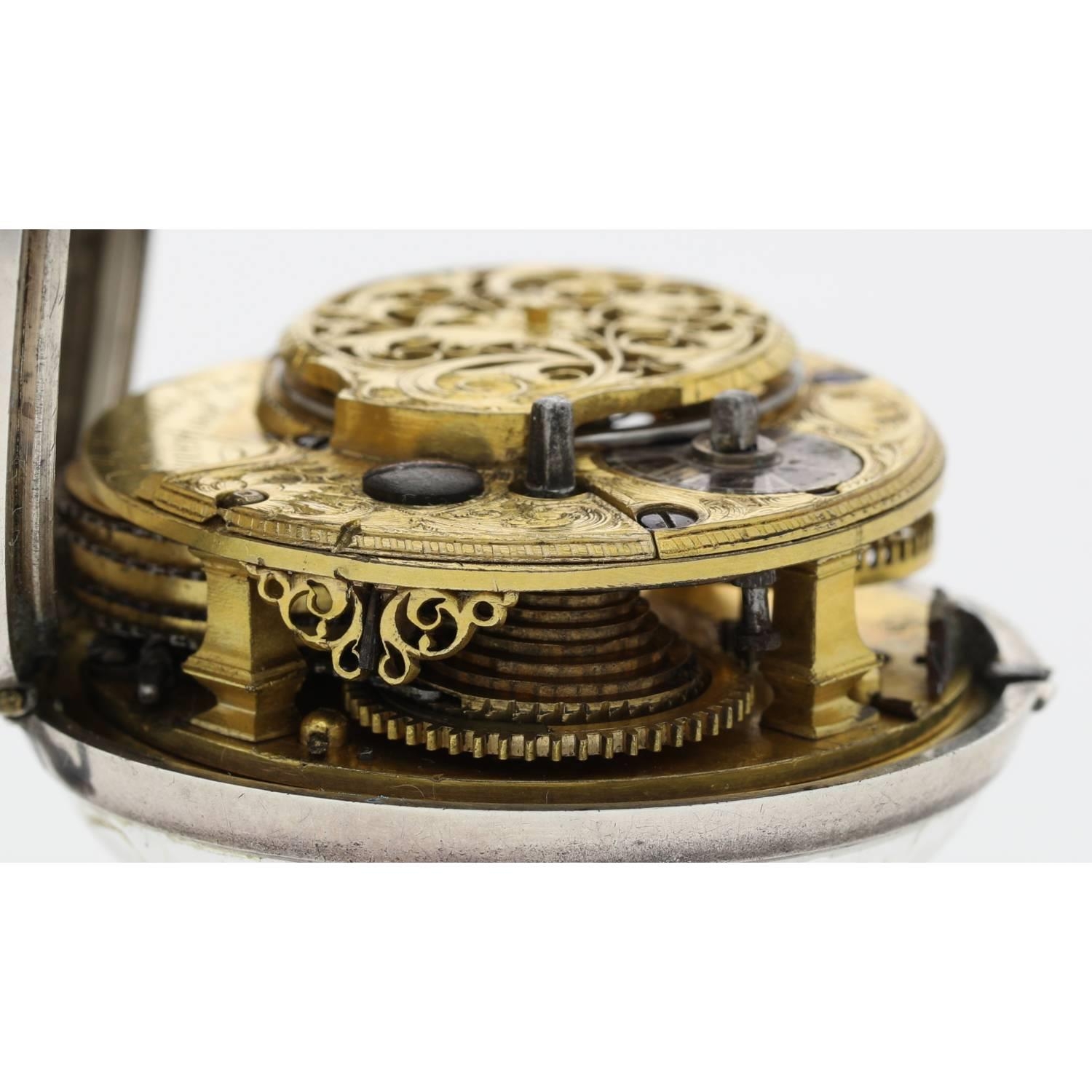 D. Edmonds, Liverpool - George III silver pair cased verge pocket watch, London 1780, signed fusee - Bild 9 aus 10