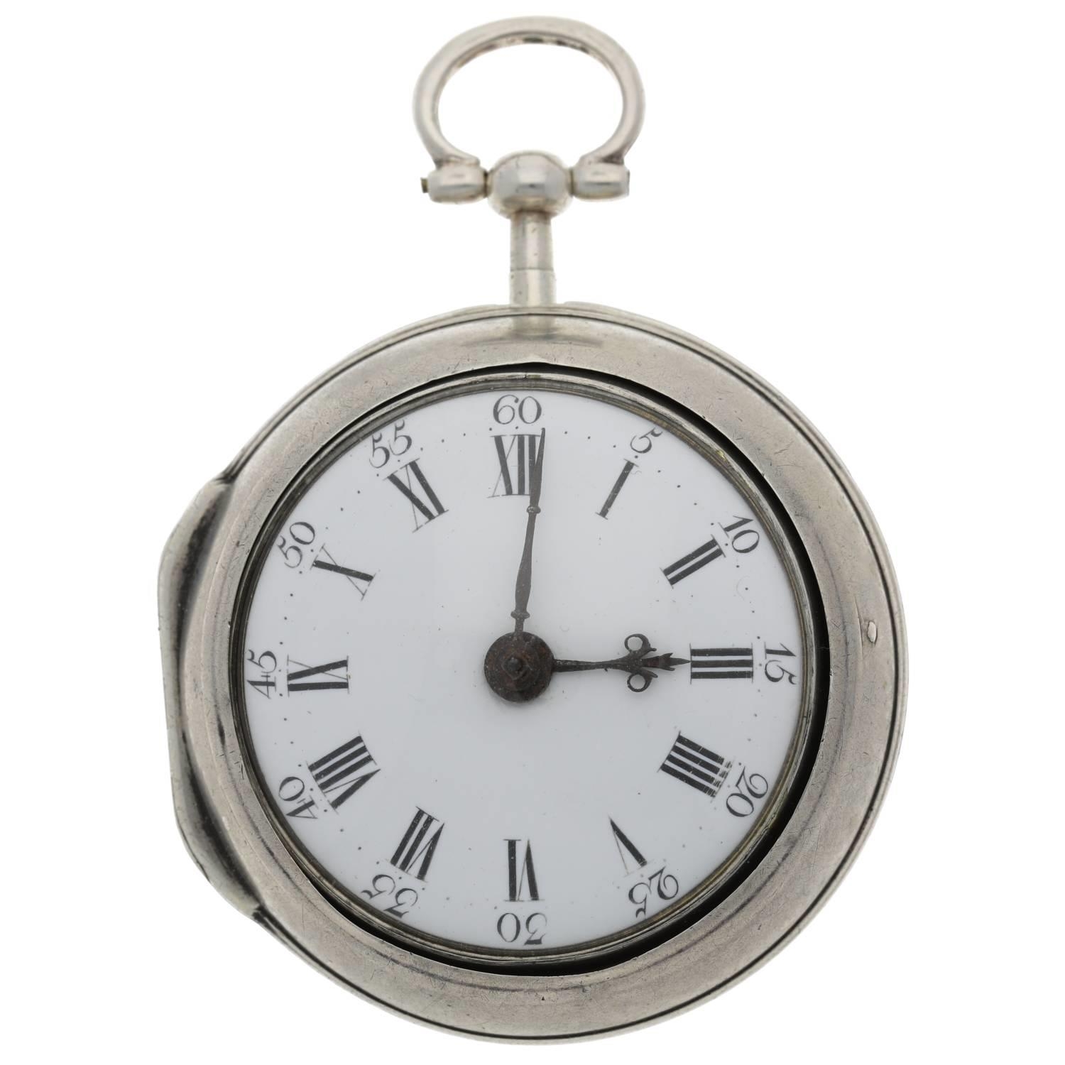 Nath'l Egdch, London - George III silver repoussé pair cased verge pocket watch for the Dutch - Image 2 of 10