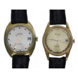 Montine automatic gold plated and stainless steel gentleman's wristwatch, circular silvered dial,