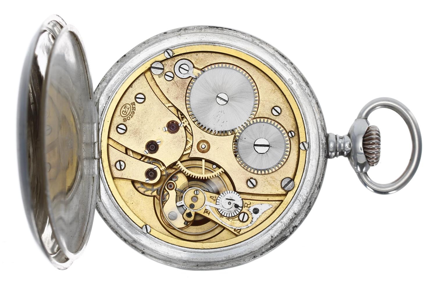 G.T Soigne - Continental silver (0.800) lever pocket watch, the gilt movement stamped 'G.T Soigne' - Bild 3 aus 4