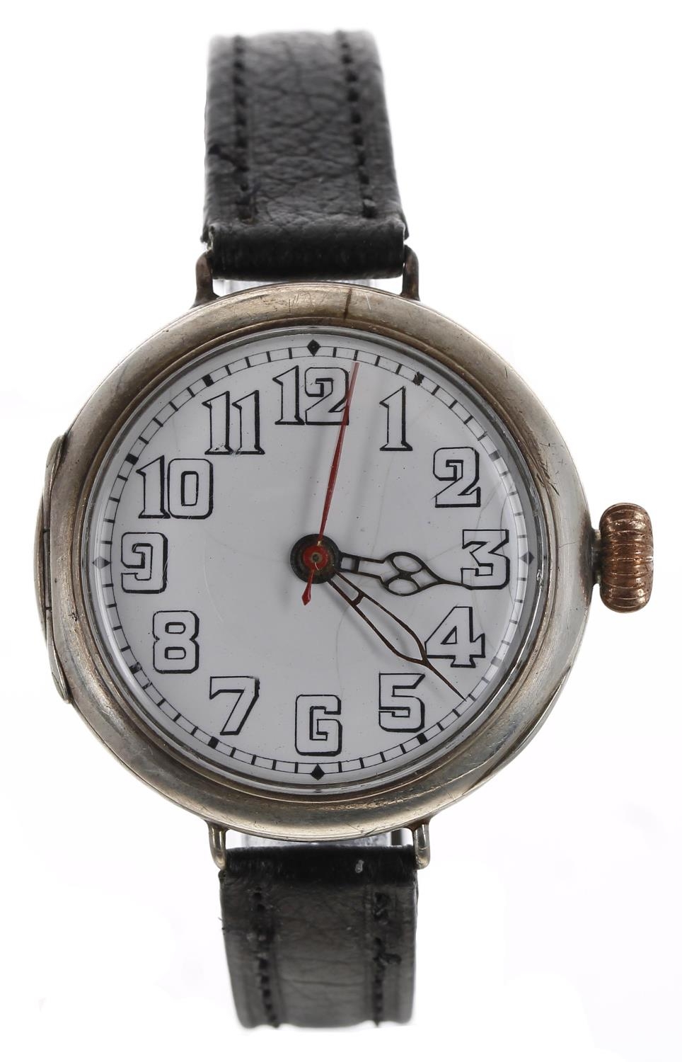 Rolex WWI period silver wire-lug gentleman's wristwatch, import hallmarks London 1914, circular