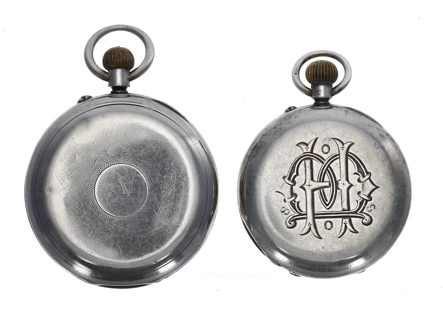 Victorian silver lever engine turned fob watch, Birmingham 1893, three quarter plate movement signed - Image 2 of 3
