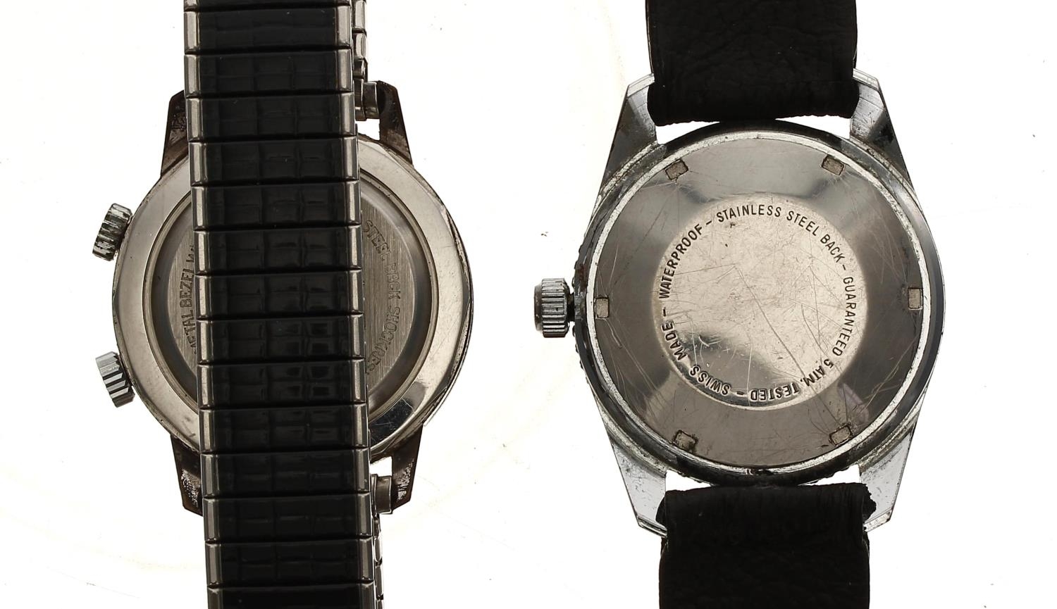 Corvette alarm nickel and stainless steel gentleman's wristwatch, later expanding bracelet, 34mm; - Image 2 of 2