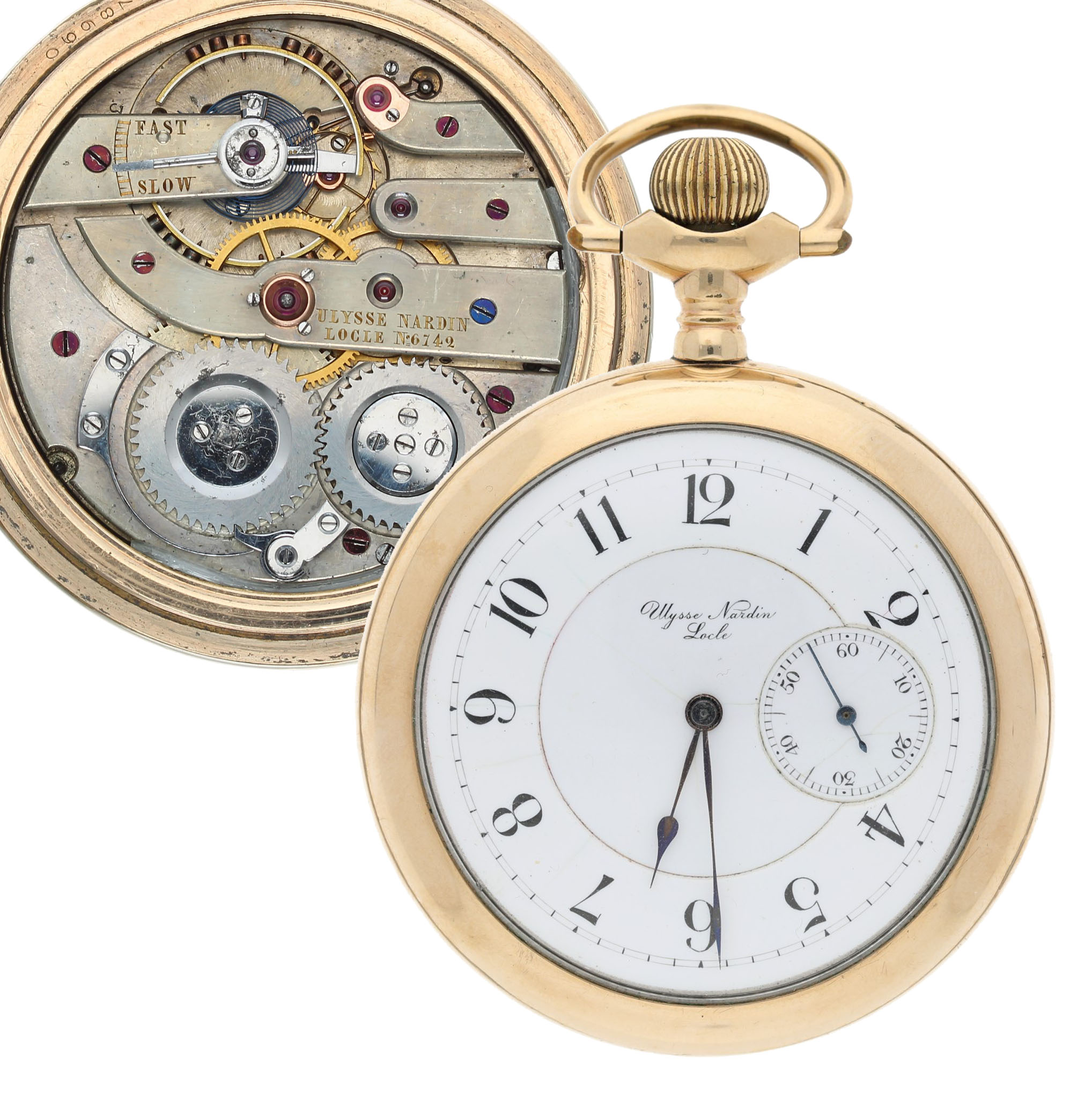 Ulysse Nardin, Locke - Swiss gold plated lever set pocket watch, signed movement, no. 6742, with