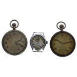 Two Revue Thommen WWII British Military Army issue nickel cased lever pocket watches for repair,