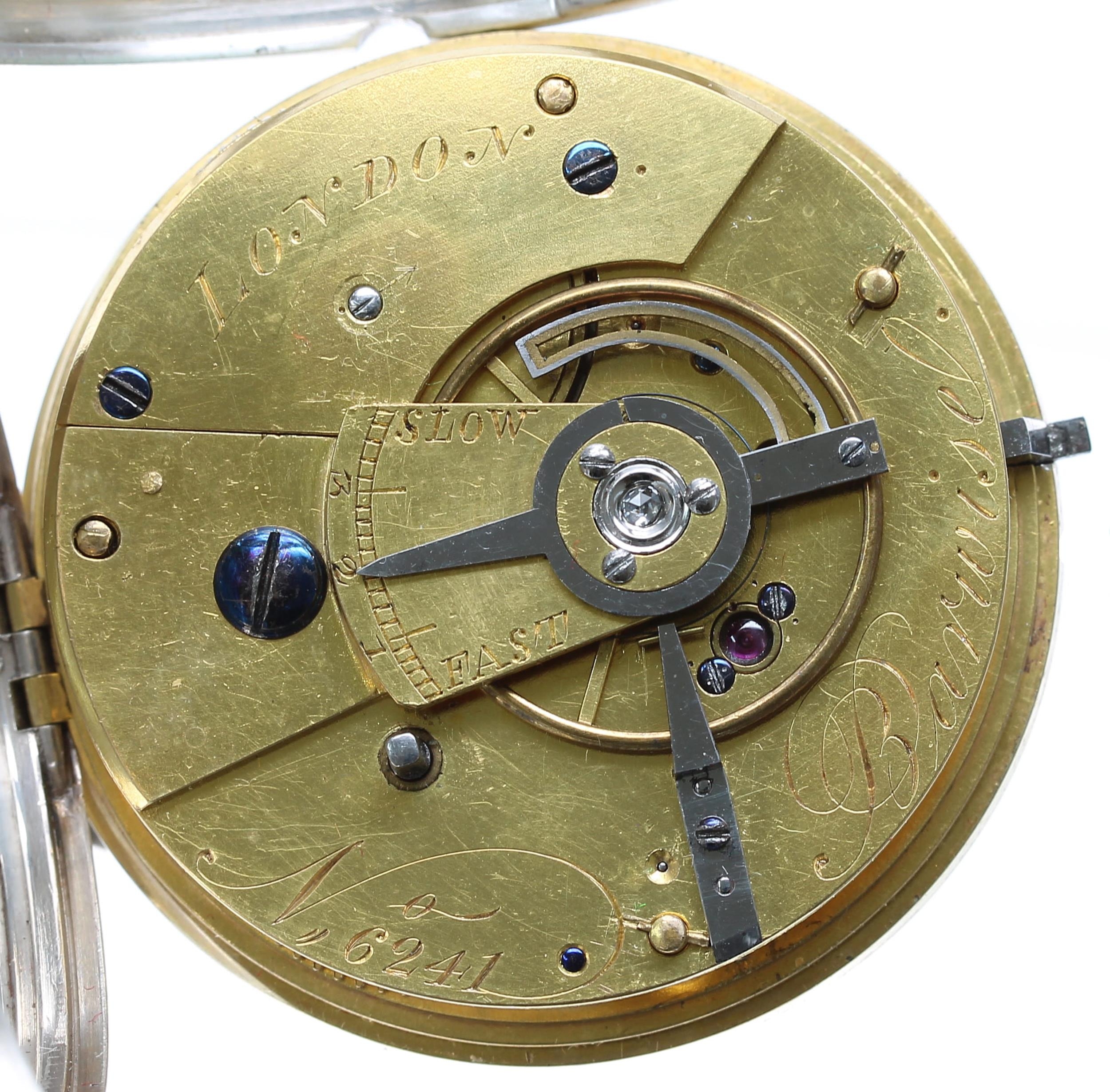 Barwise, London - early 19th century English silver duplex pocket watch, London 1814, signed fusee - Image 3 of 4