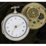 G. Cummings, Dublin - late 18th century Irish silver pair cased verge pocket watch, Birmingham 1795,