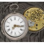 Samson, London - George III English silver repoussé pair cased verge pocket watch, signed fusee