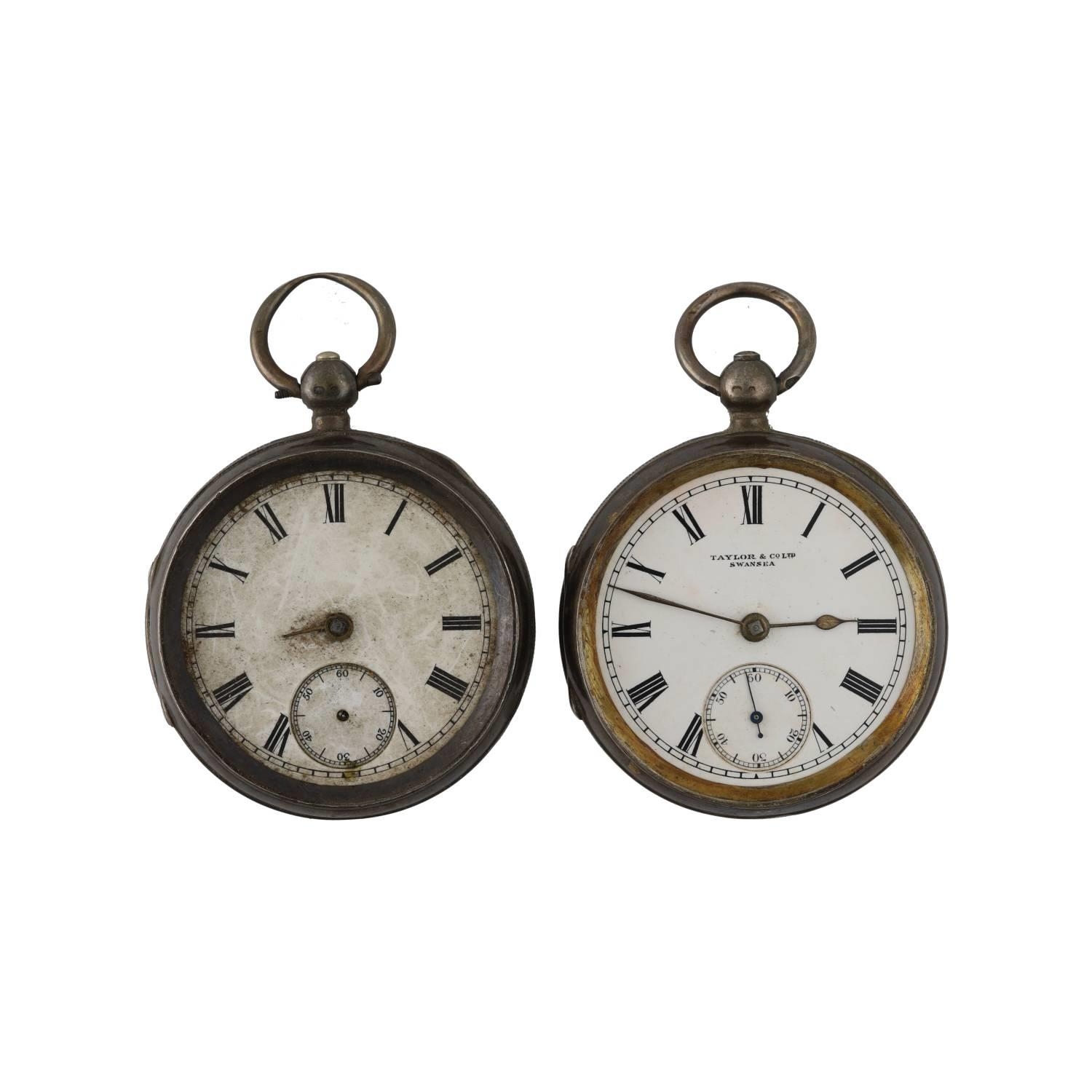 Two silver lever engine turned pocket watches for repair (2)