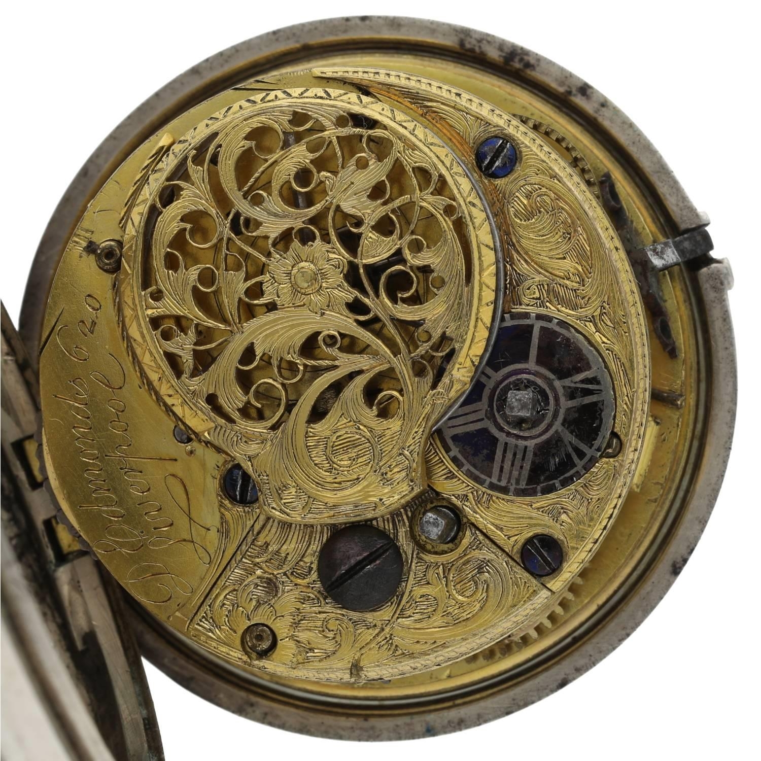 D. Edmonds, Liverpool - George III silver pair cased verge pocket watch, London 1780, signed fusee - Bild 5 aus 10