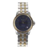 Tissot Ballade two-tone gentleman's wristwatch, reference no. C477/577, circa 2001, blue dial,