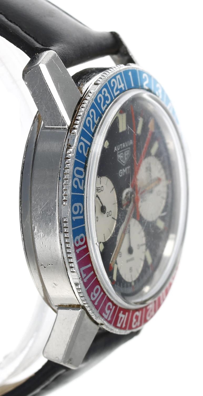 Rare Heuer Autavia GMT Chronograph stainless steel gentleman's wristwatch, reference no. 2446C, - Image 3 of 5
