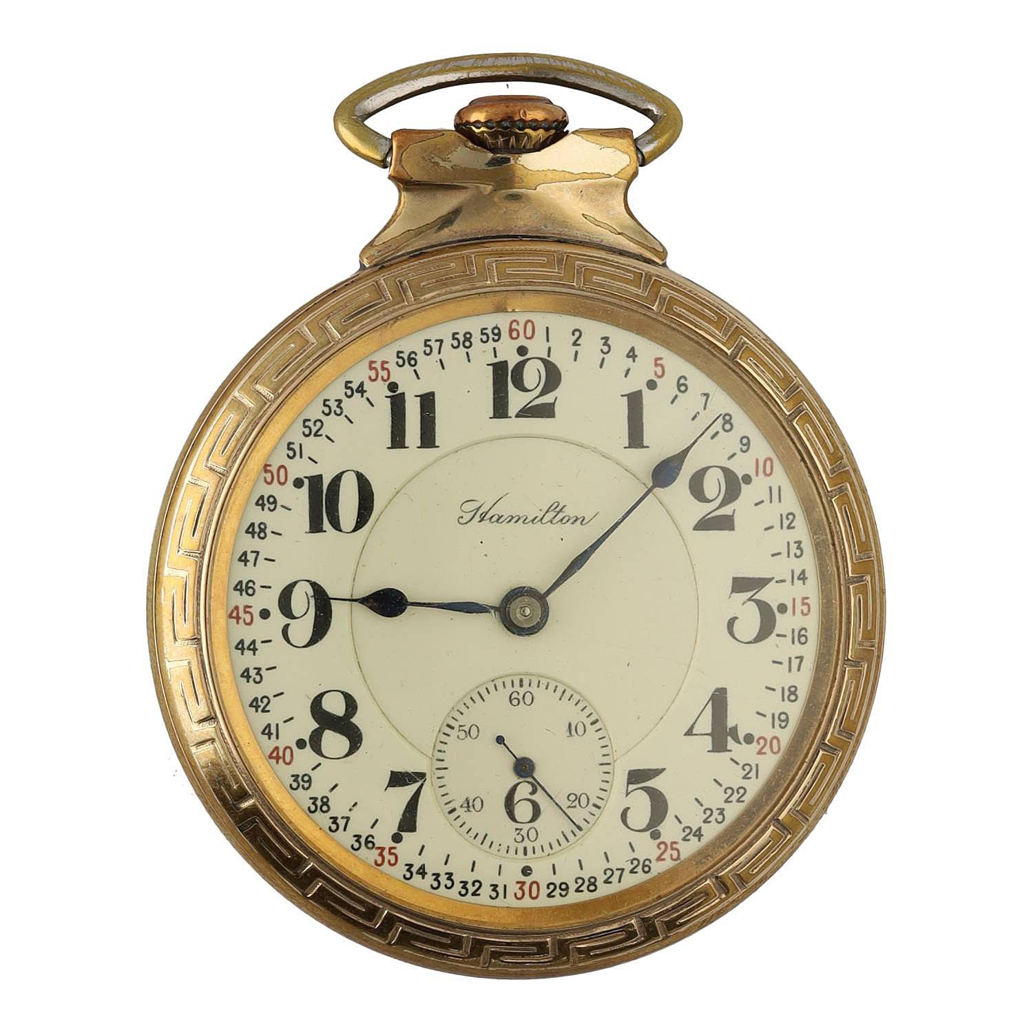 Hamilton 10k gold filled Railroad Model Patented lever set pocket watch, circa 1915, serial no. - Bild 2 aus 4