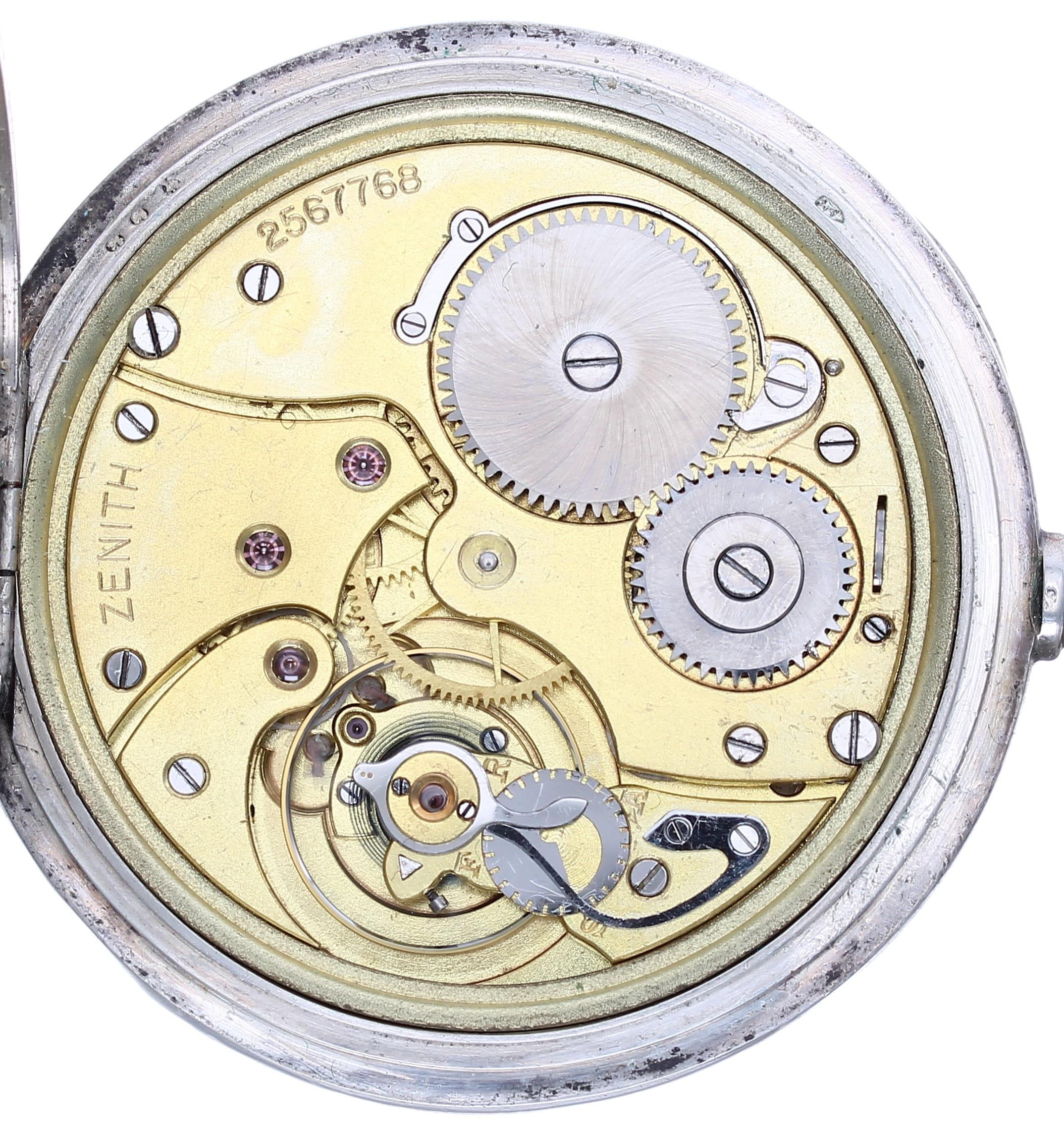 Zenith silver (0.935) lever dress pocket watch, signed gilt movement, no. 2567768, with - Image 3 of 5