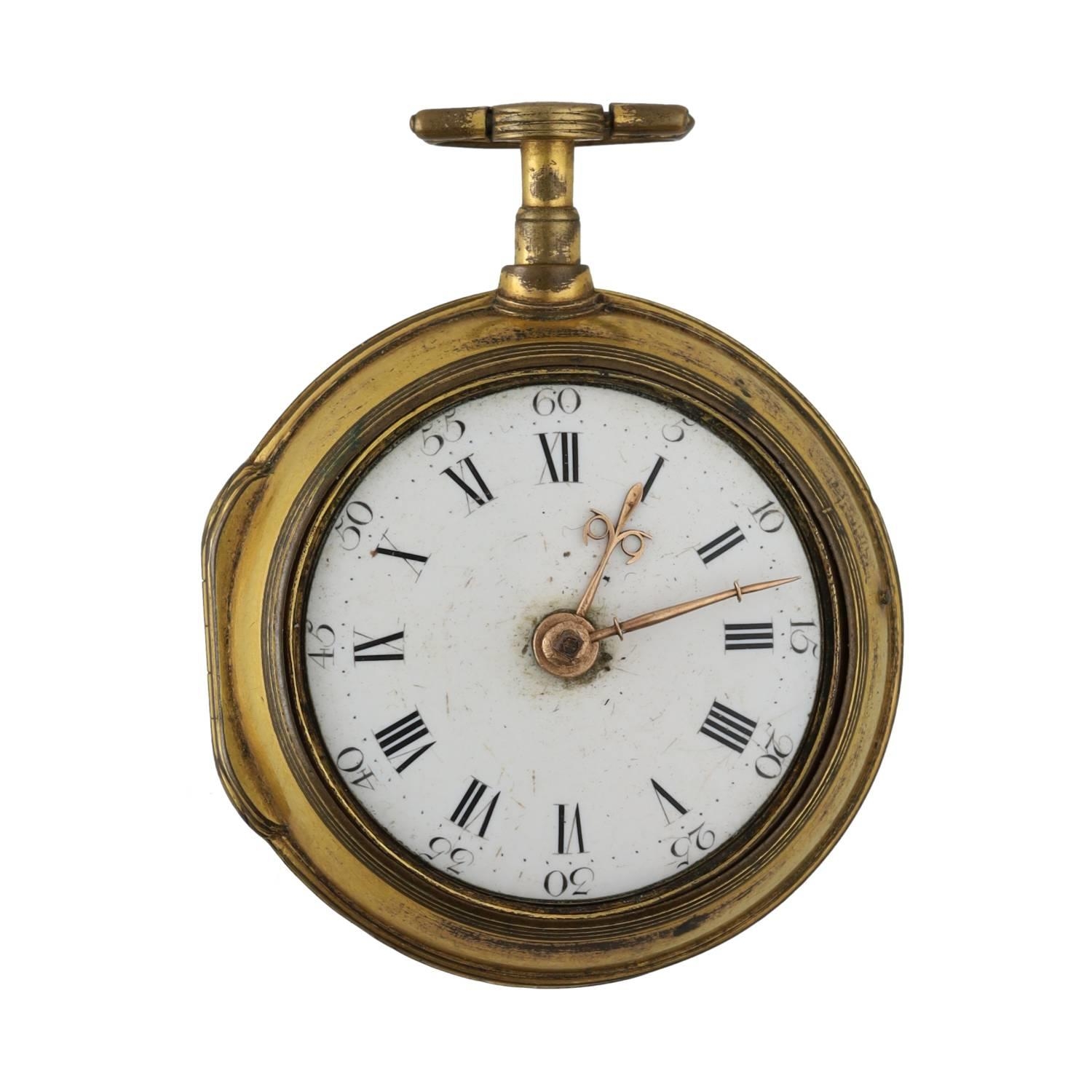 Thomas Fisher, London - English gilt metal pair cased verge pocket watch, signed fusee movement, no. - Bild 2 aus 6