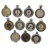 Quantity of Ingersoll chrome cased pocket watches principally for repair to include Triumph, Crown