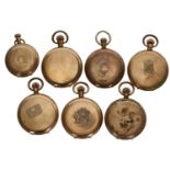 Seven gold plated hunter pocket watch cases (7)
