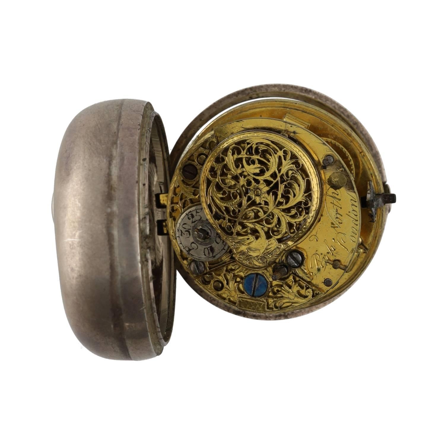 Richard North, London - George III silver pair cased verge pocket watch, London 1772, the fusee - Image 3 of 6