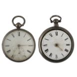 George IV silver verge engine turned pocket watch for repair, London 1824, maker Chas Walls, London,
