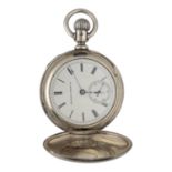 Hampden Watch Co. 'Lakeside' lever set coin silver hunter pocket watch, circa 1881,serial no.