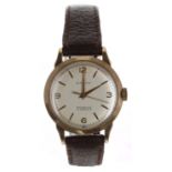 Baume 9ct gentleman's wristwatch, Birmingham 1959, signed silvered dial with applied gilt quarter