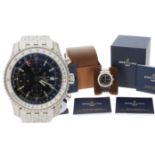 Breitling Navitimer Chronograph GMT 46 automatic stainless steel gentleman's wristwatch, reference