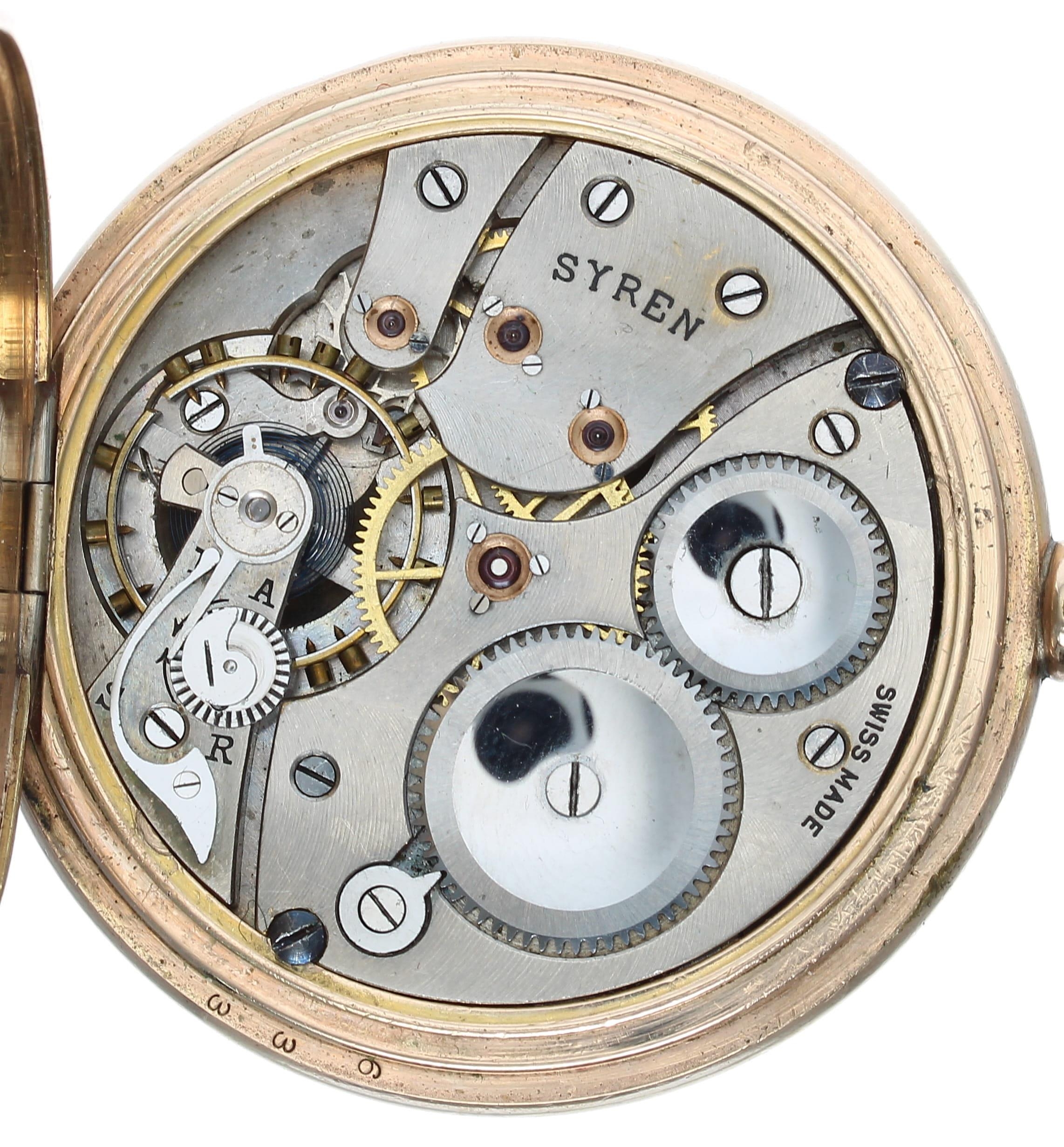 Syren - Swiss gold filled lever pocket watch, signed movement, hinged cuvette, the dial with - Image 2 of 3