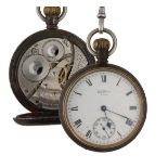 American Waltham gun metal lever pocket watch, circa 1915, serial no. 20222519, signed movement with