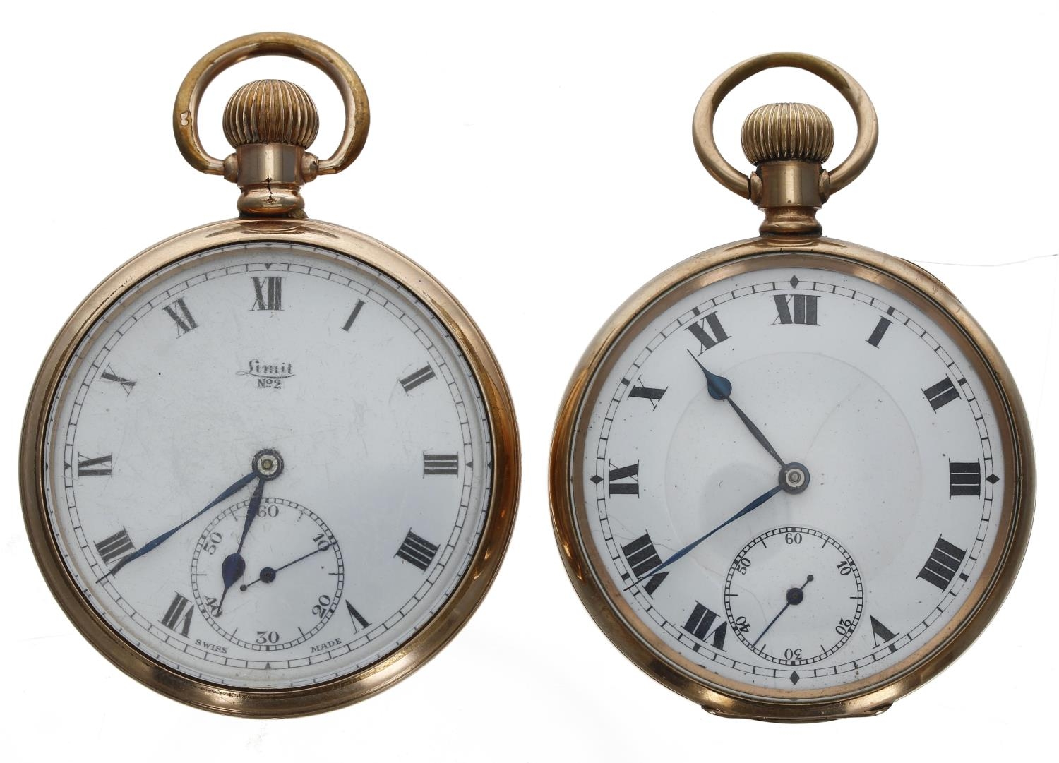 Limit No. 2 gold plated lever pocket watch, within a Dennison Star case, 50mm; together with a Swiss