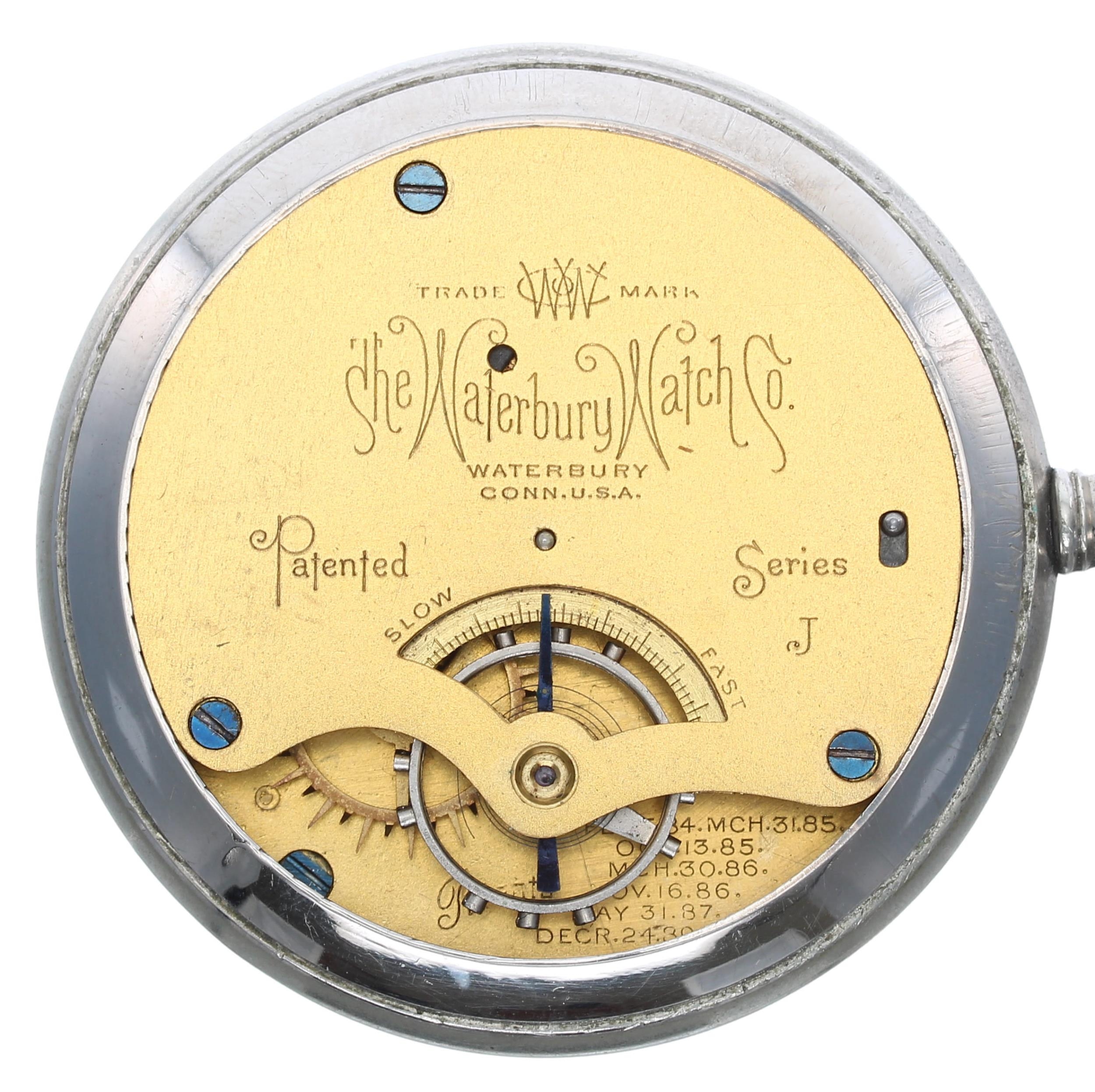 Waterbury Watch Co. Series J duplex nickel cased pocket watch, signed movement and dial, within an - Image 2 of 3