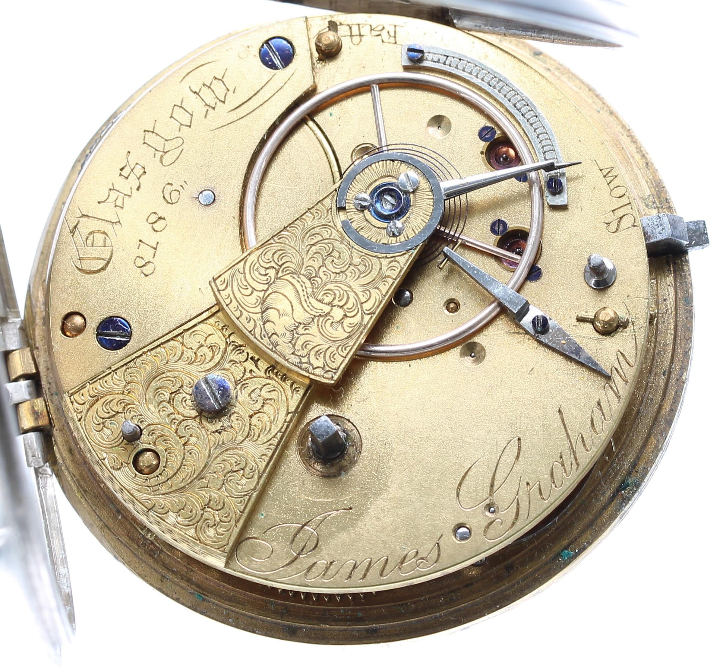 James Graham, Glasgow - Victorian silver fusee lever pocket watch, London 1863, signed movement, no. - Bild 3 aus 4