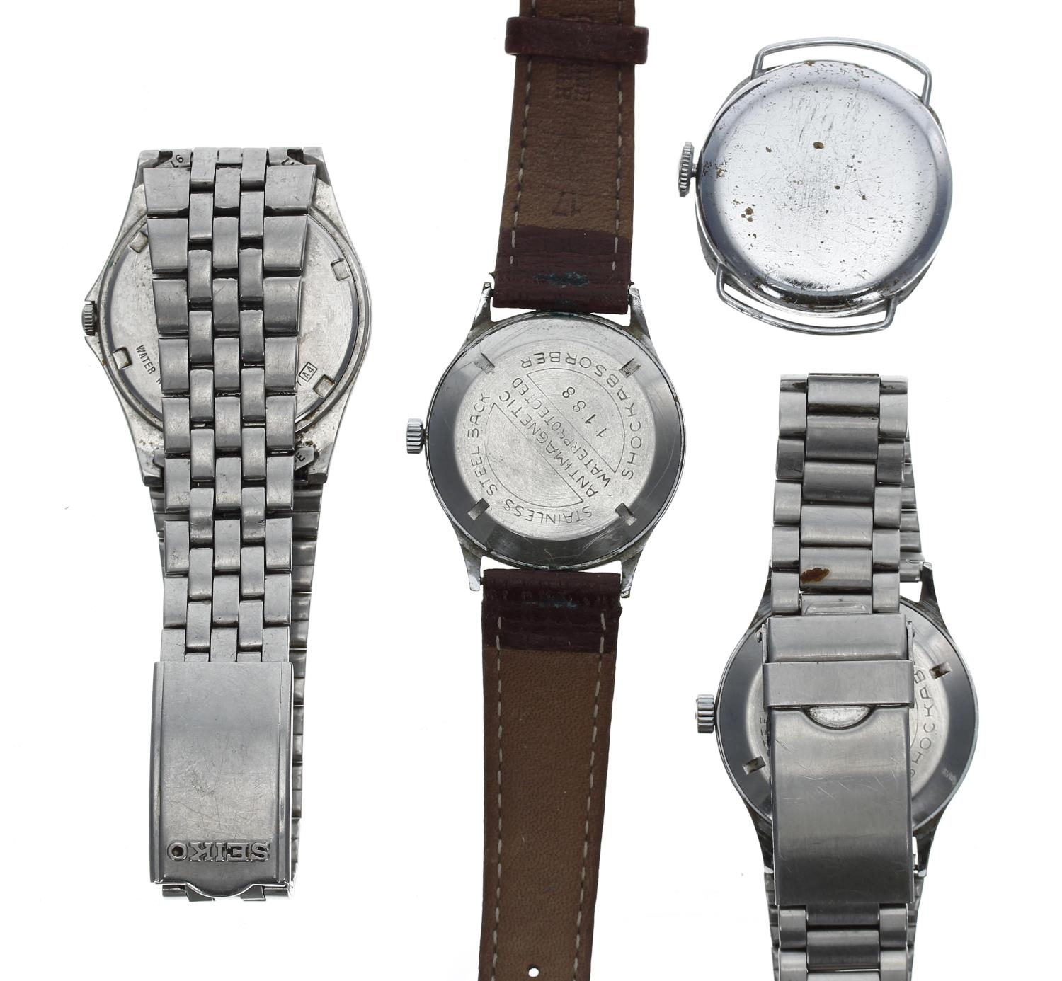 Four gentleman's wristwatches to include Corona, Seiko Quartz SQ100 and a 'Donald Duck' chrome cased - Image 2 of 2