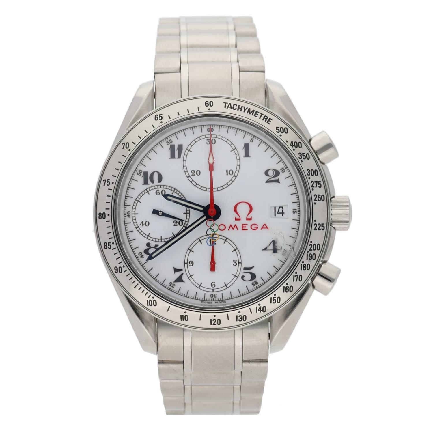Omega Speedmaster Olympic Edition Chronograph automatic stainless steel gentleman's wristwatch, - Bild 2 aus 5