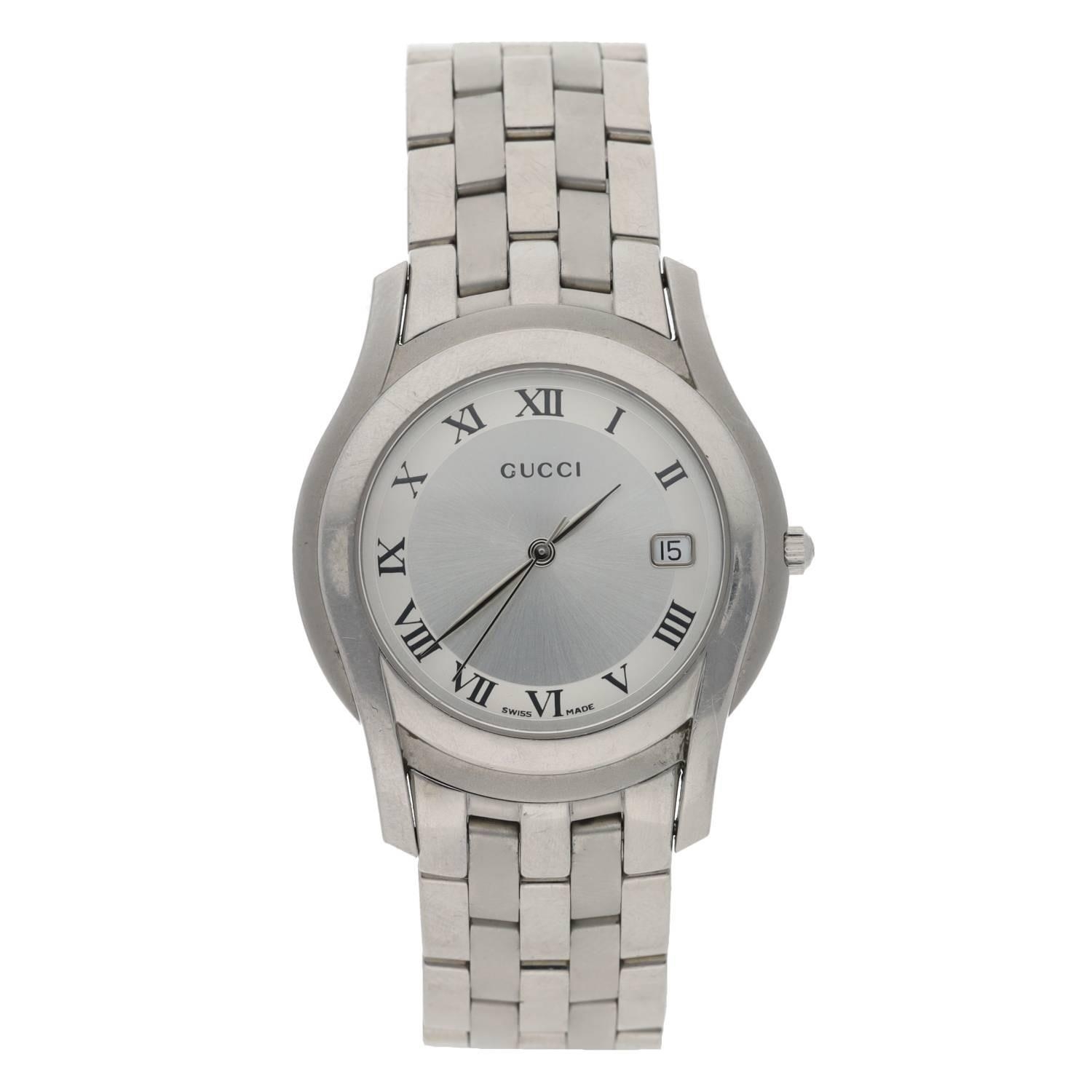 Gucci stainless steel gentleman's wristwatch, reference no. 5500M, serial no.  10420xxx, silver