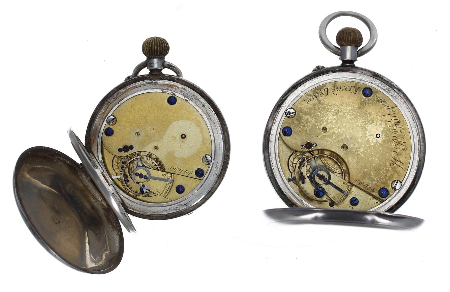 Victorian silver lever engine turned fob watch, Birmingham 1893, three quarter plate movement signed - Image 3 of 3