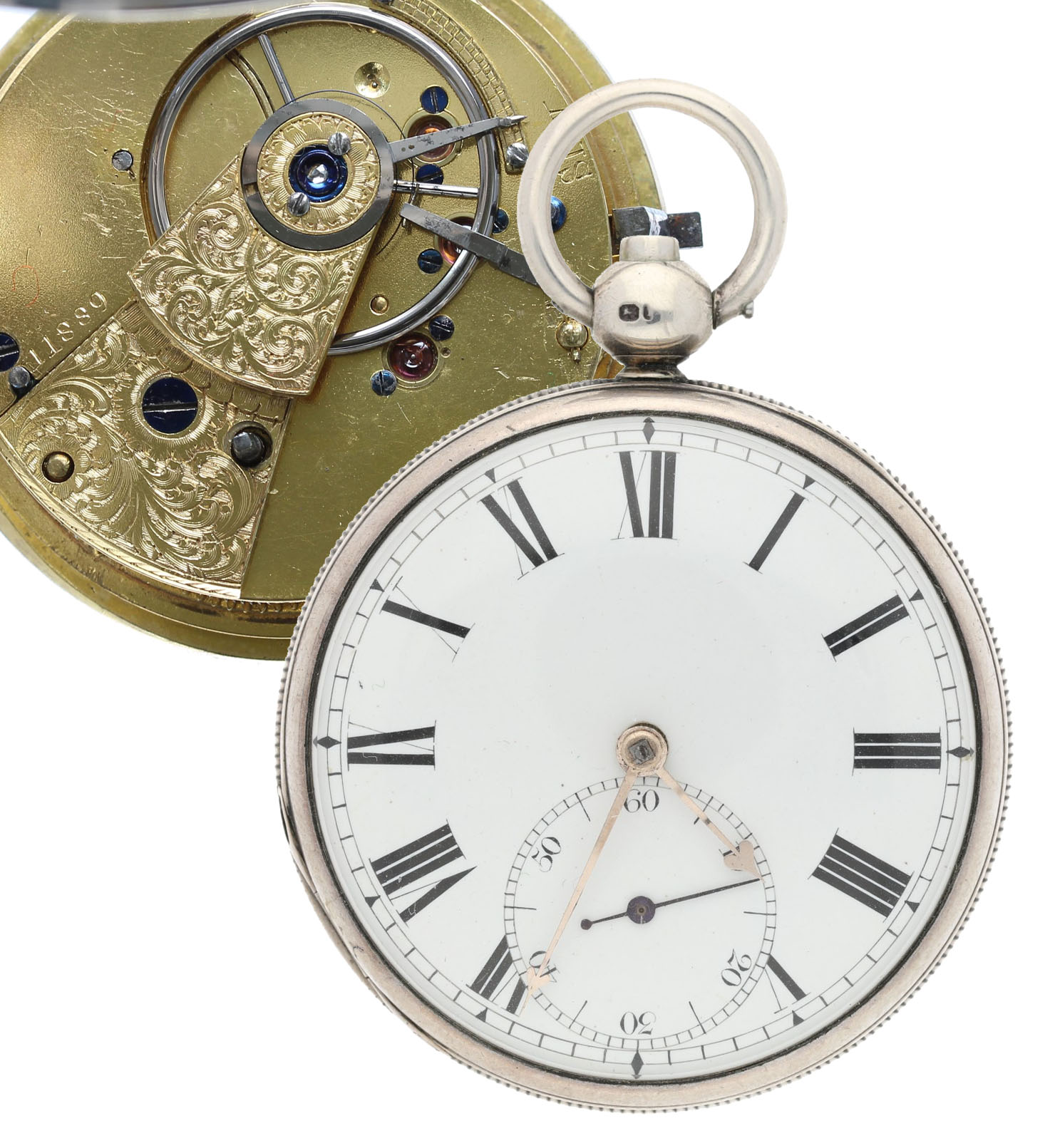 George IV silver fusee lever pocket watch, London 1828, unsigned movement, no. 11889, with Massey