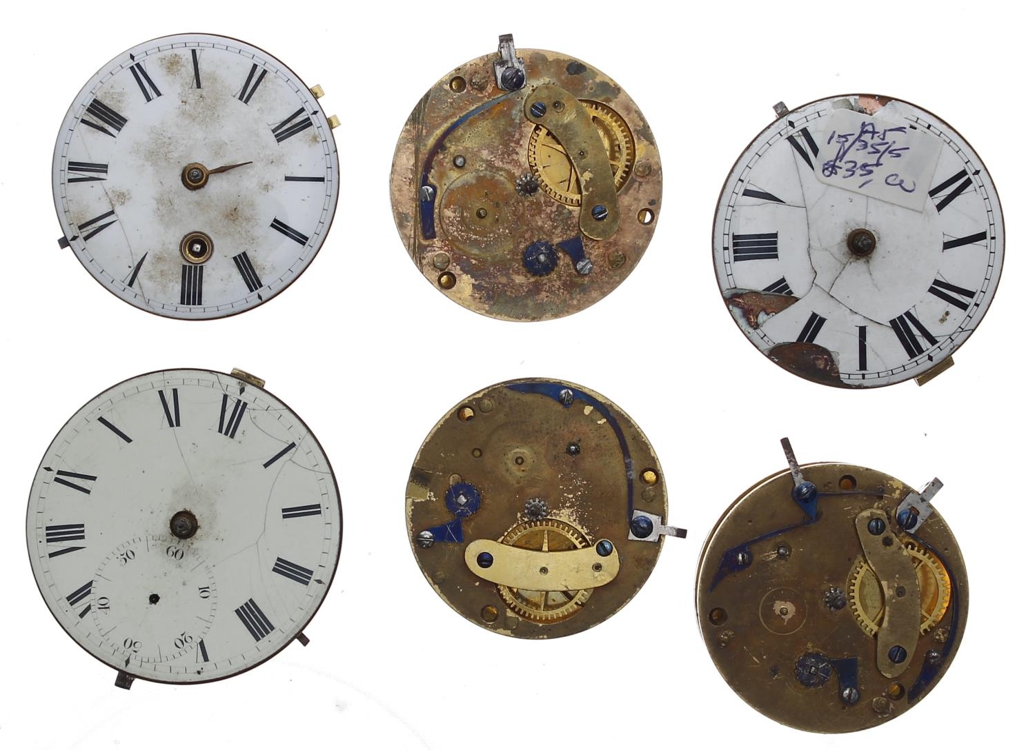 Six fusee verge pocket watch movements, including makers Dwerrihouse & Carter, Berkeley Square; - Image 2 of 2